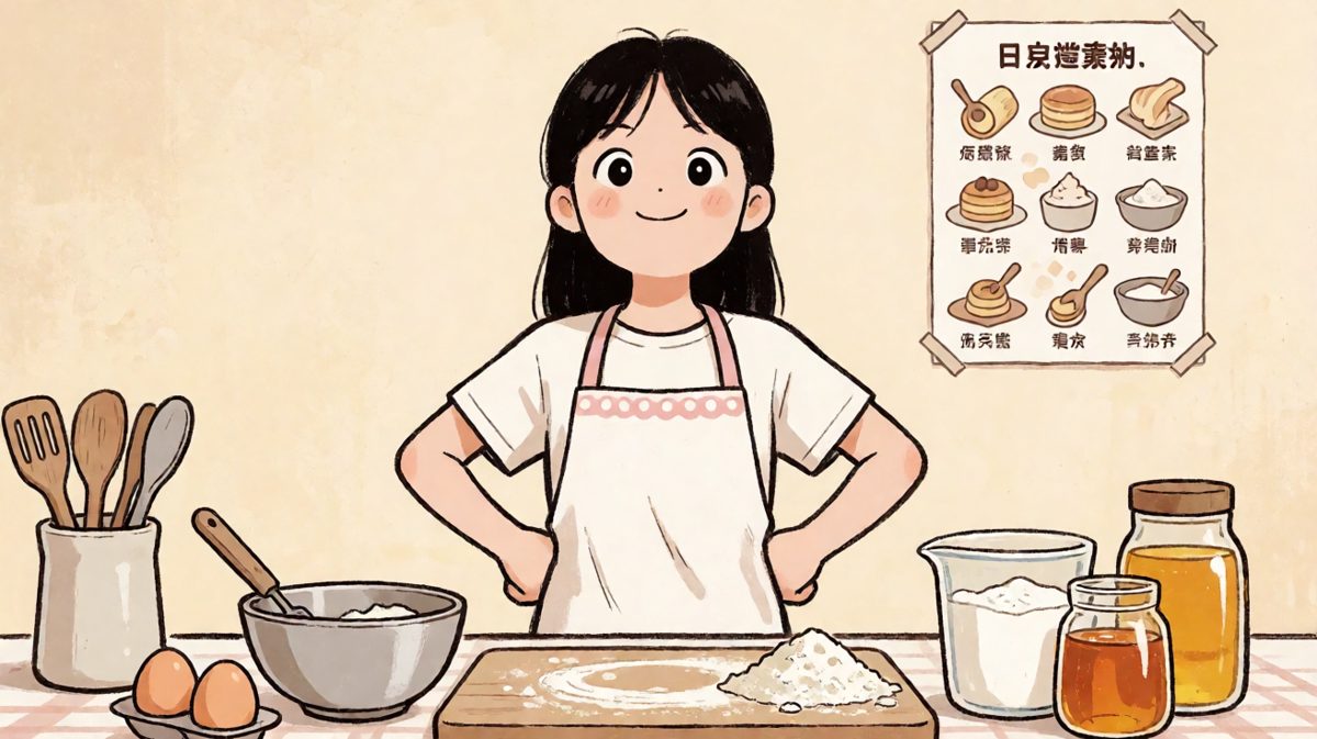主角信心满满准备大展身手烤蛋糕
