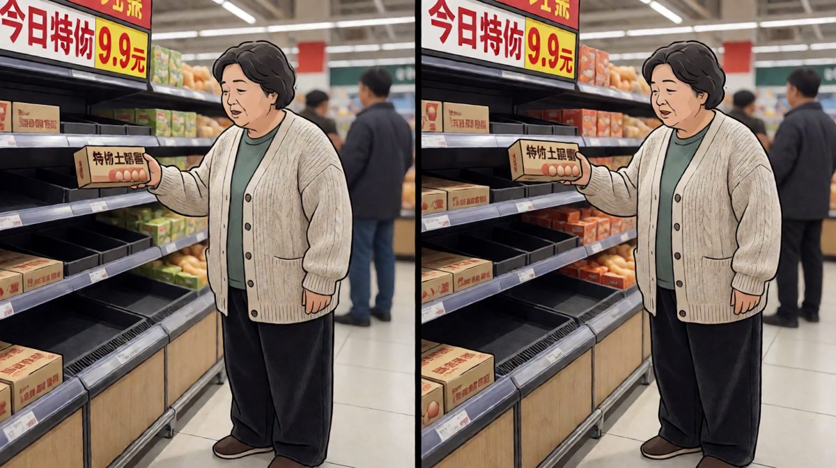发现特价鸡蛋，激动不已的大妈