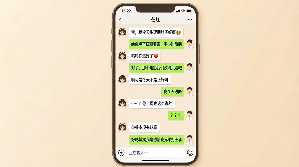 女生生理期求安慰，男生先给糖随后暴露真相：没有球赛，只想打游戏