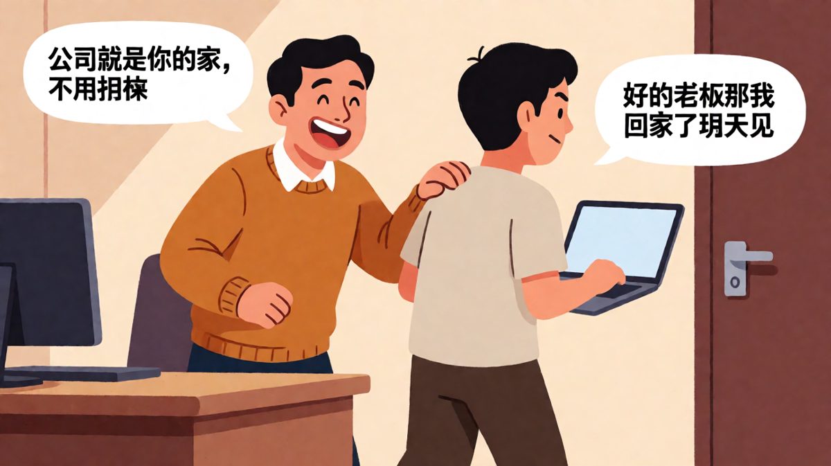 老板说公司就是家，员工当场下班回家