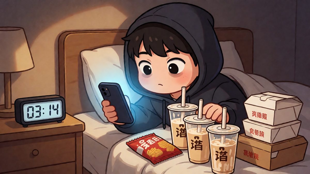 发誓今晚一定早睡的人，此刻正躺在床上刷'再看五分钟'。