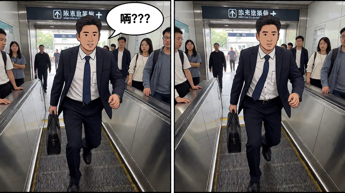 等等...这扶梯是上去的？