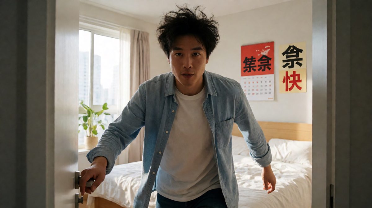 以光速洗漱穿衣，完全不管形象