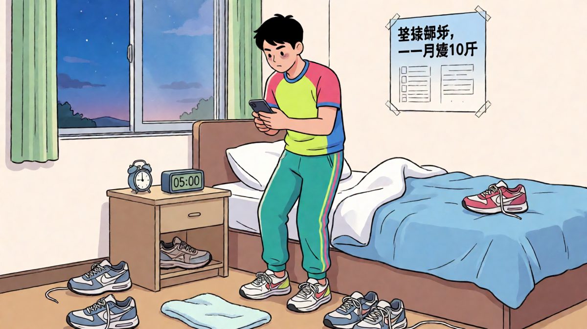 雄心壮志的早起少年，发誓要开启健康生活