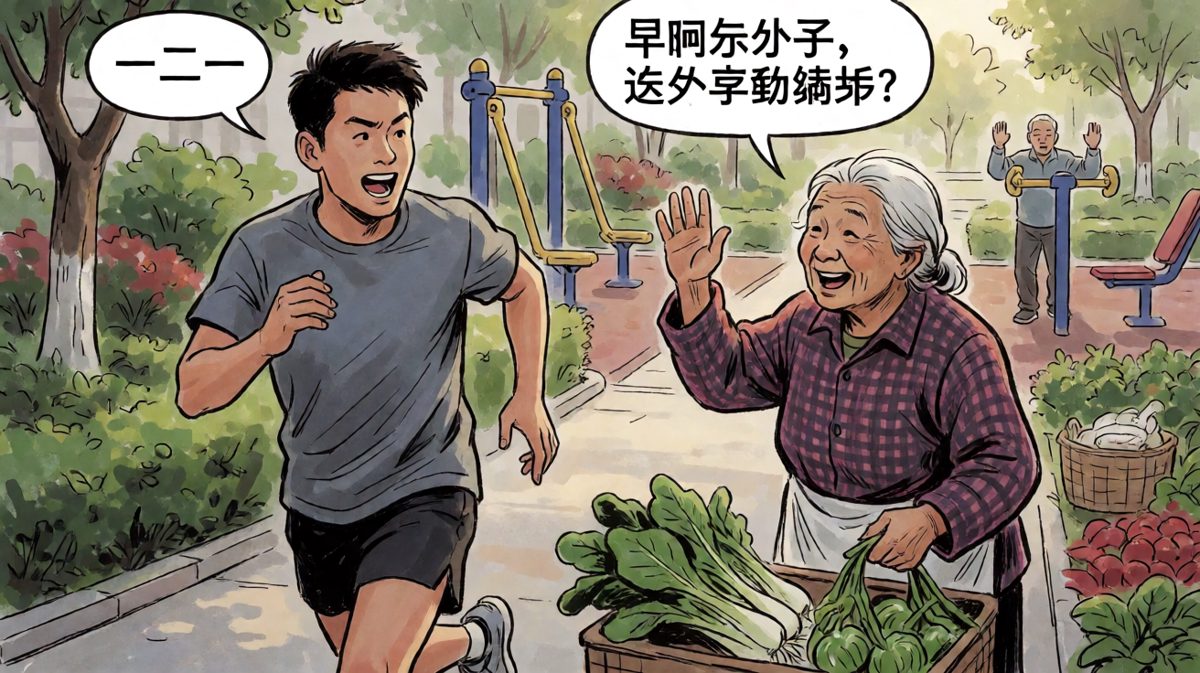 路上偶遇热心的大妈，聊得完全忘了跑步这回事