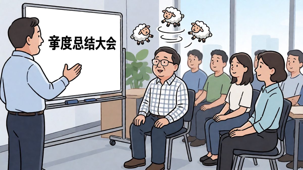 例会进行到一半，我忍不住闭上了眼……