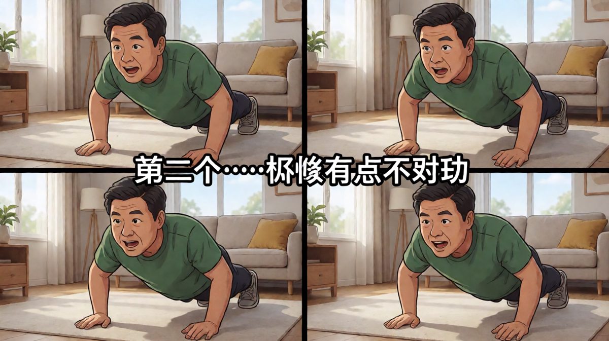 做到第三个时，他发现胳膊好像有自己的想法。