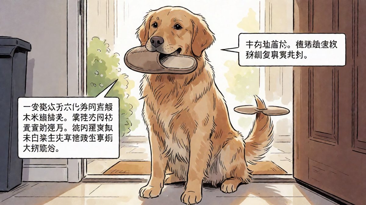看！我给你送早饭了！拖鞋！