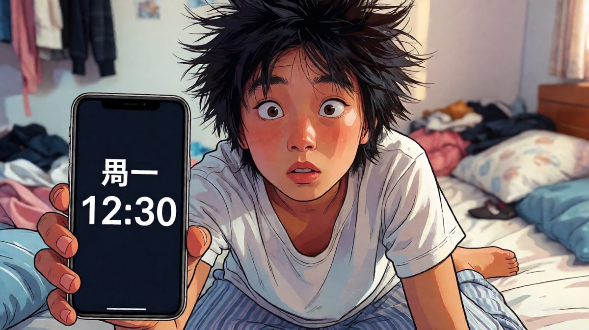 猛然惊醒，一看手机——今天是周一，已经12点半！