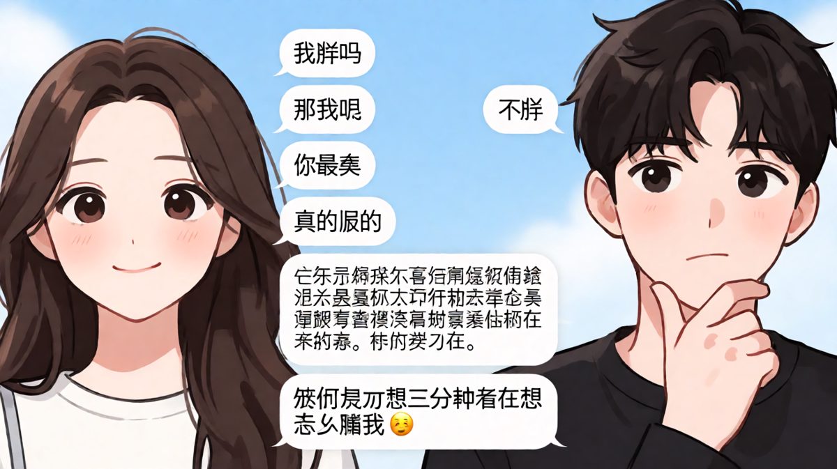 送命题"我胖吗"，男生绞尽脑汁应对，最终被女生一句话戳穿。