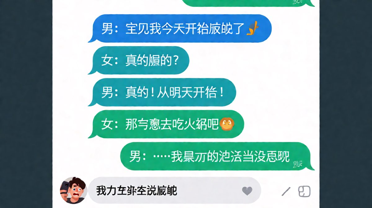 男生刚发誓减肥，就被女朋友一句话打回原形
