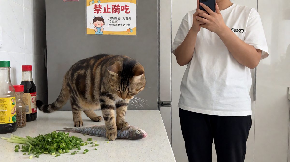 「是它先动的手！我只是自卫！」——狸花猫的鱼类防卫战