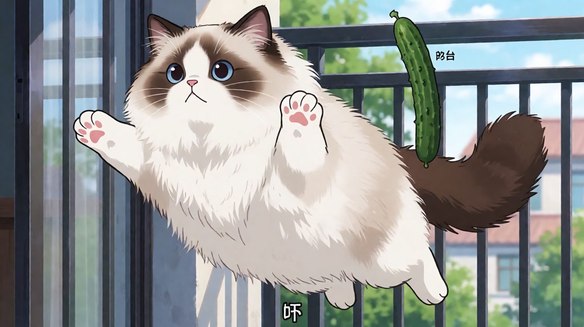 猫：有蛇！救命啊！黄瓜：我招谁惹谁了