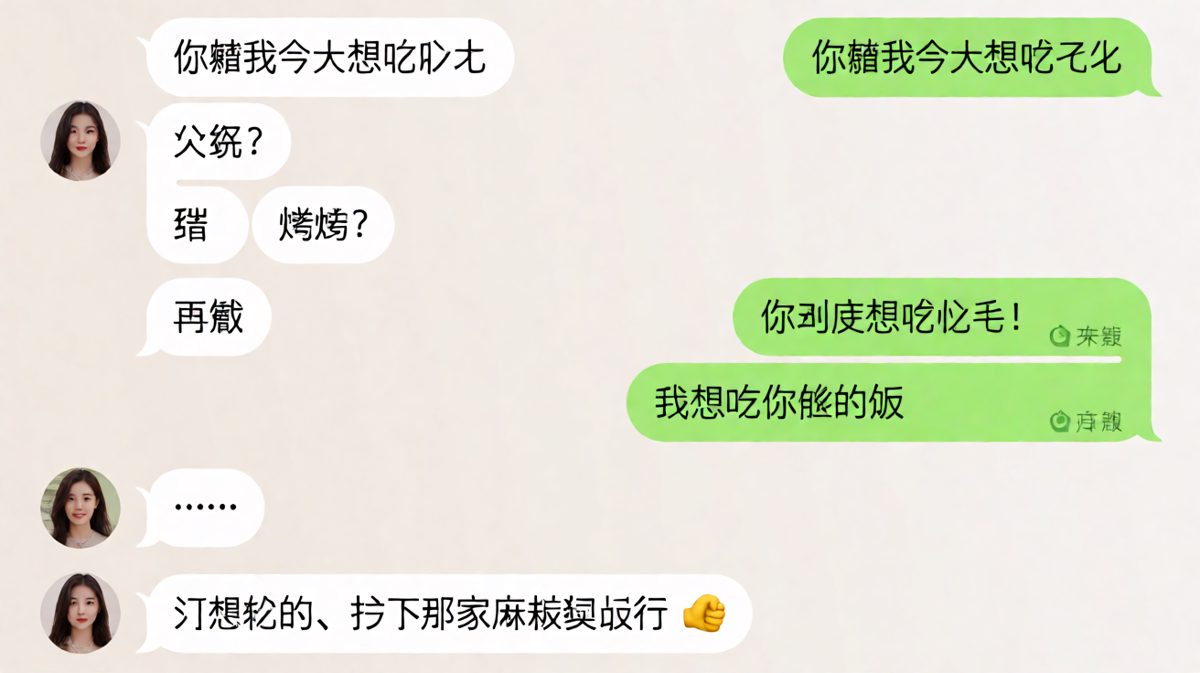 「你猜我今天想吃什么」——男生：逗你玩的，楼下麻辣烫！