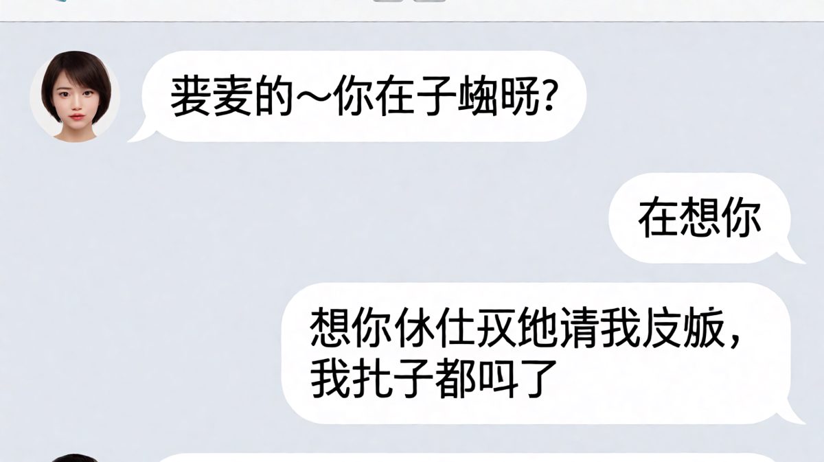 「在想你」后面紧跟的居然是「求投喂」，浪漫瞬间破产。