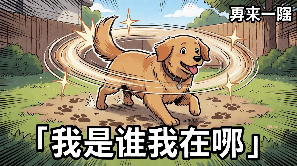 狗狗追尾巴追到迷失自我