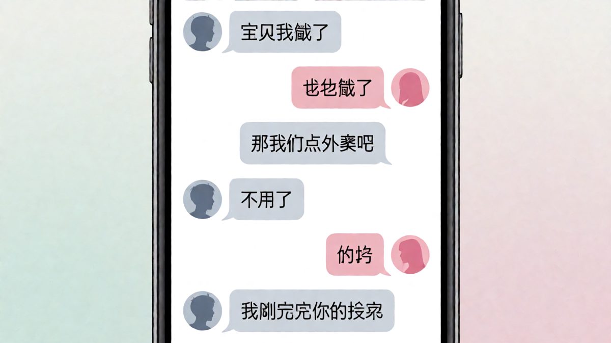 男生喊饿，女生表示已吃完他的存款