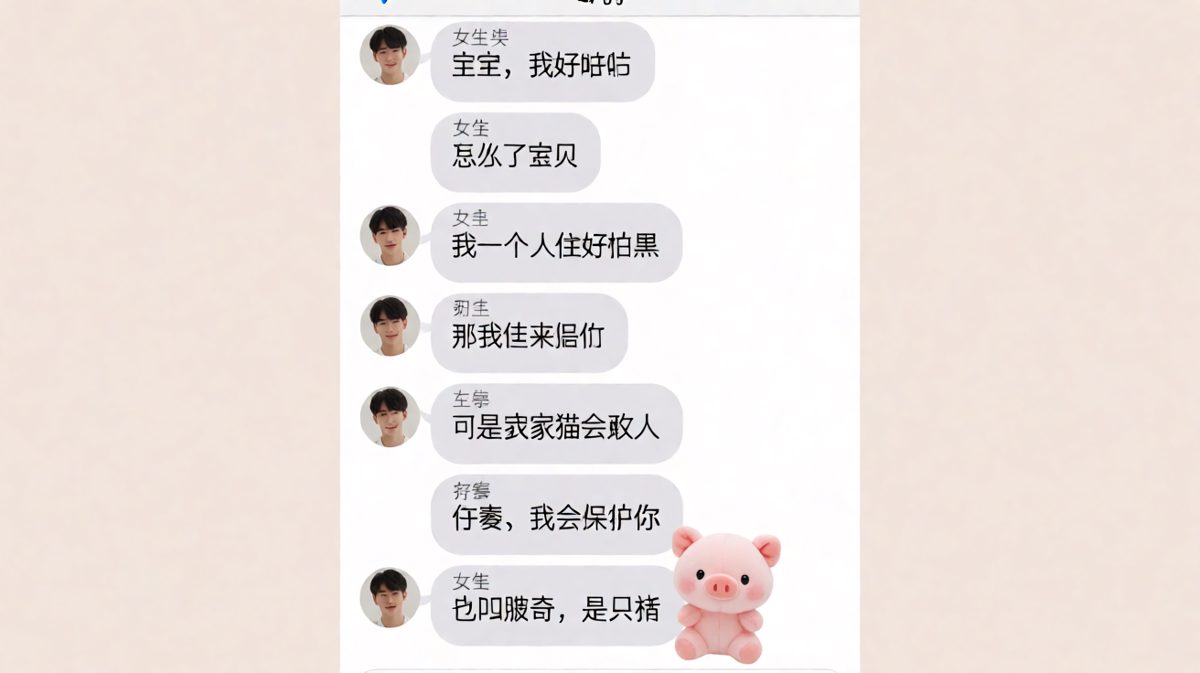 女生装可怜求陪伴，结果她养的「猫」是只猪玩偶。
