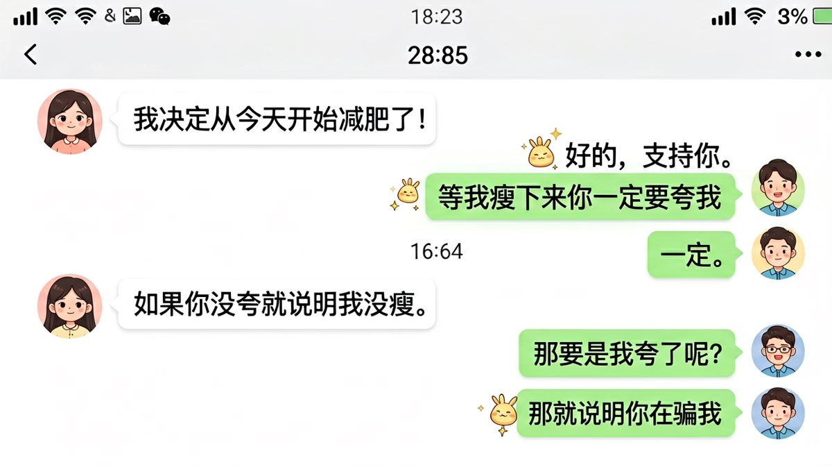 女生认真立减肥flag，男生却把天聊死了