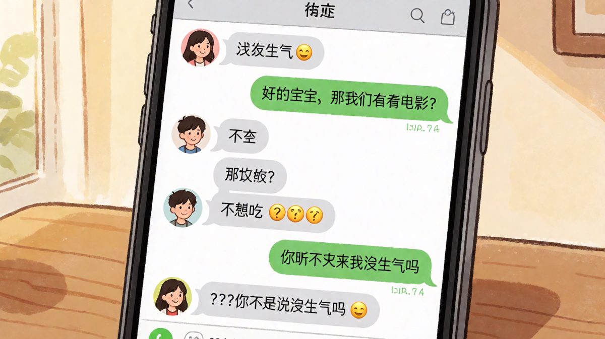 '我没生气'的翻译课：当女生说没生气时