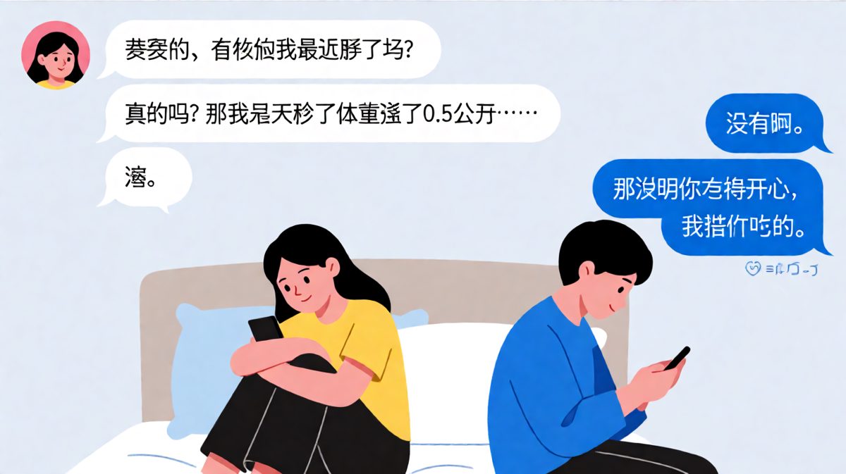 问胖不胖的标准送命题，男生硬生生答成了共犯。
