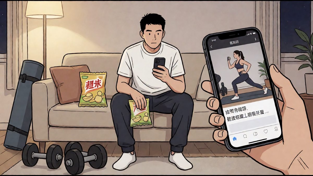 看了健身视频，也算运动了，嗯，今天也很充实！
