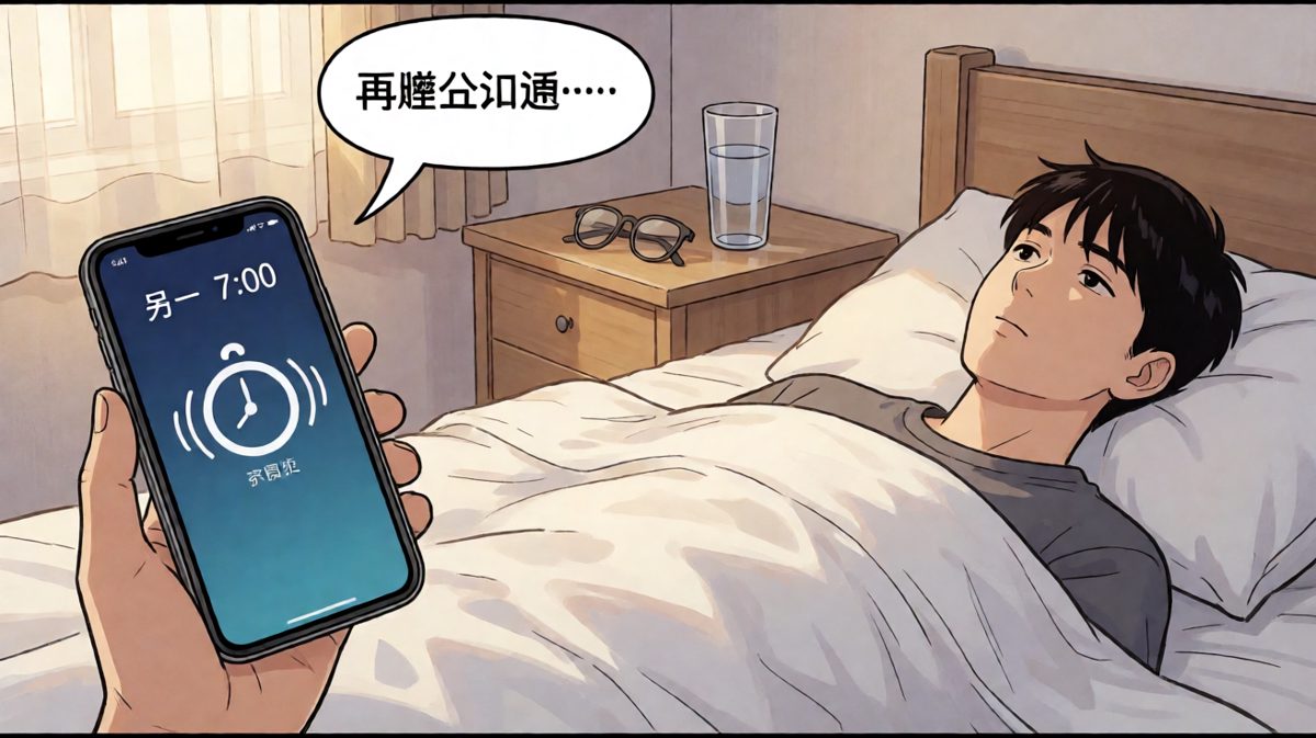 周一闹钟响起，主角痛苦挣扎不愿起床