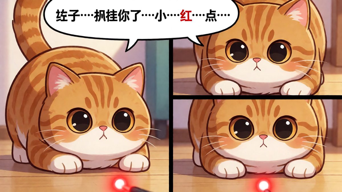 橘猫与激光笔红点的世纪对决。