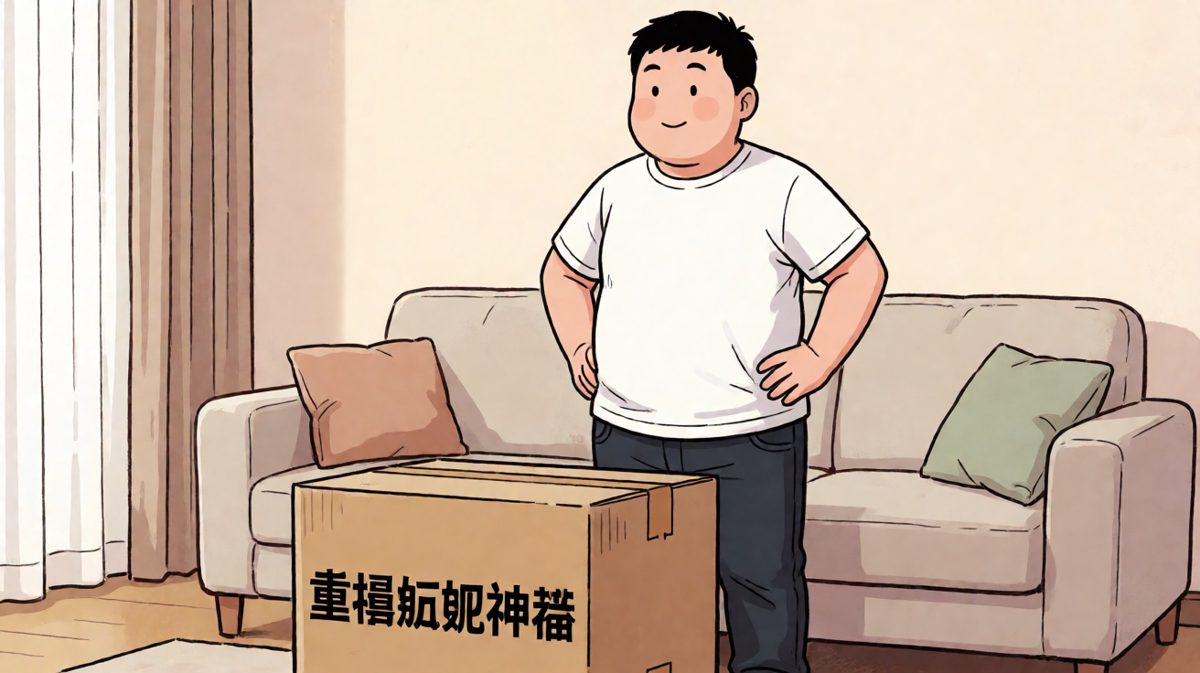 小伟收到网购的'重磅减肥神器'，满怀期待