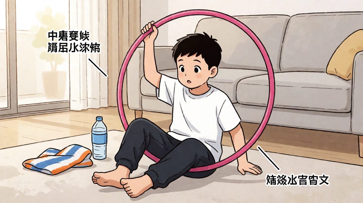 小伟拼尽全力，呼啦圈却完全不听使唤