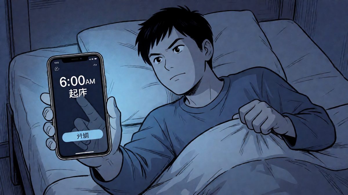 凌晨六点，闹钟响起，我发誓今天一定要早起。