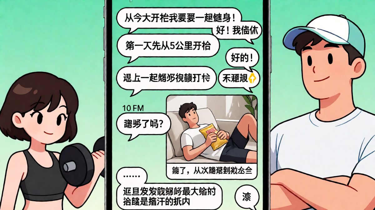 信誓旦旦要一起健身，结果他的运动量是从冰箱到沙发