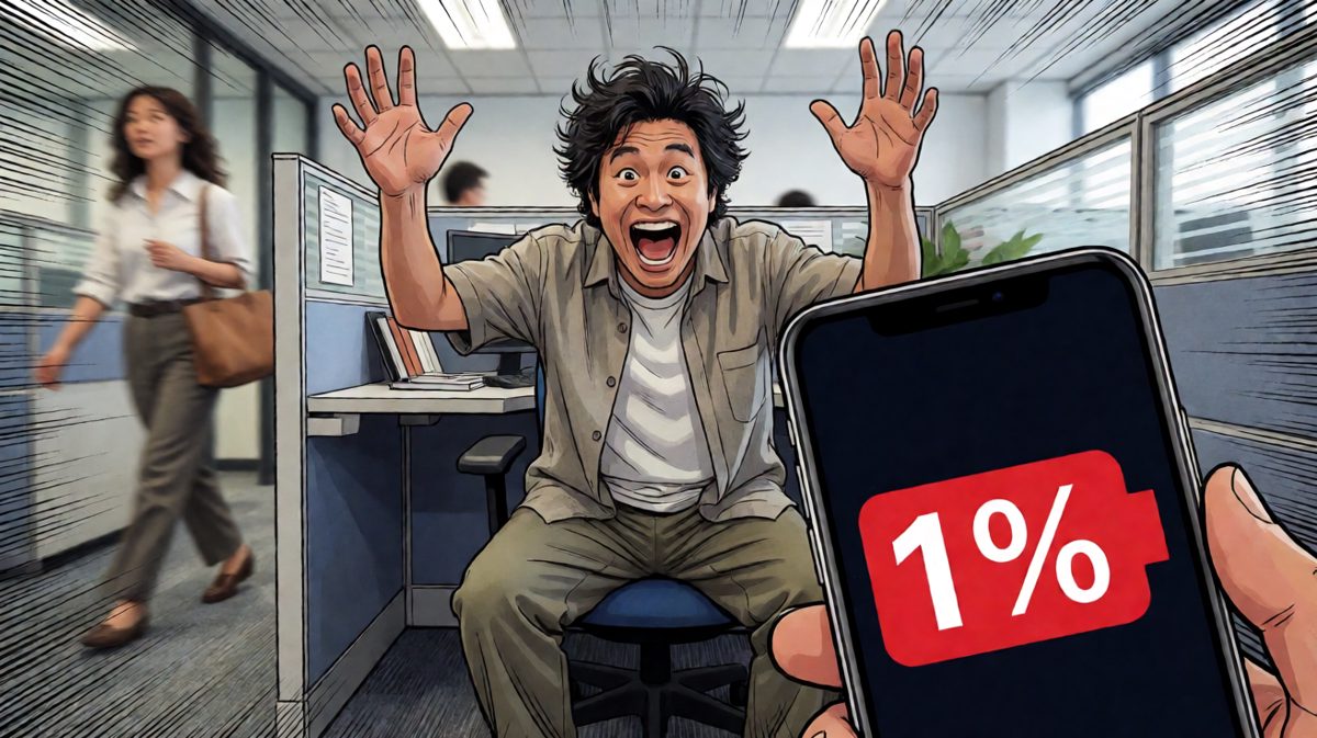 发现只剩1%电量，瞬间崩溃疯狂找充电器。