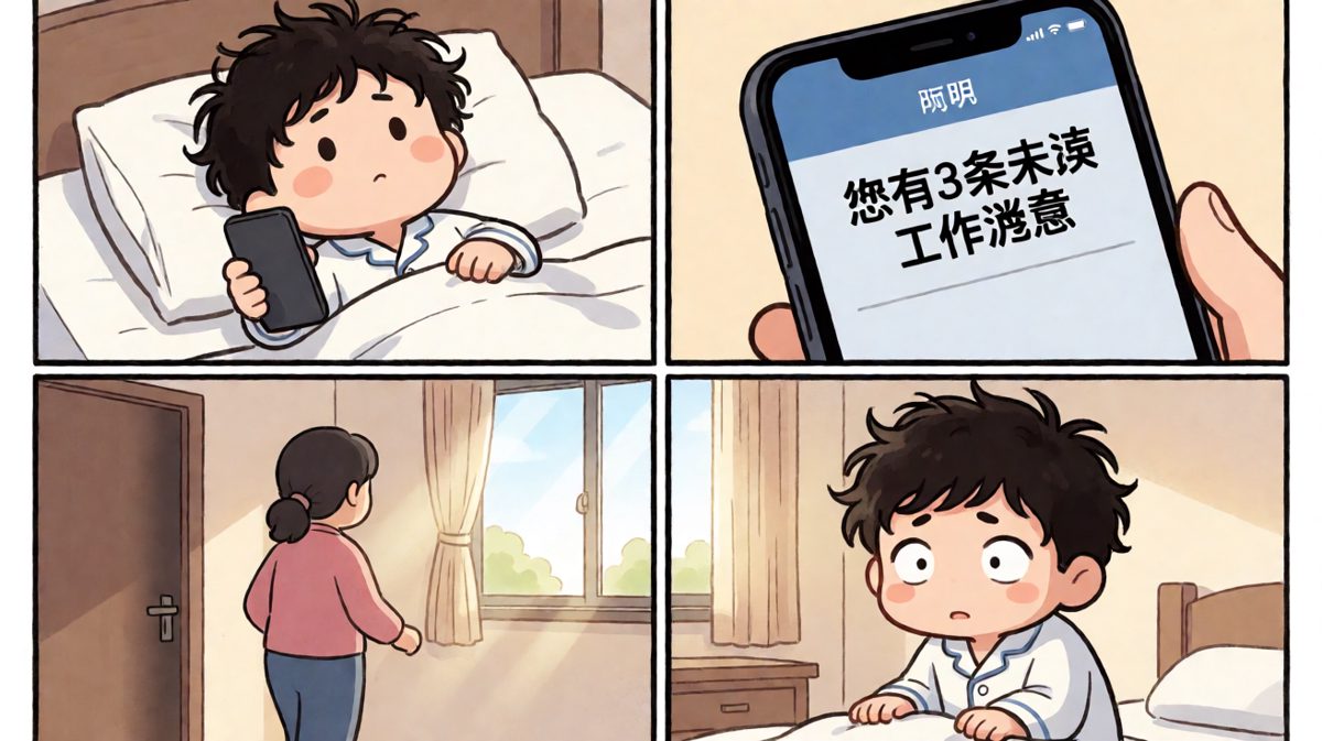 第四格：醒来即世界末日，阿明的每一天都在重复这个悲剧。