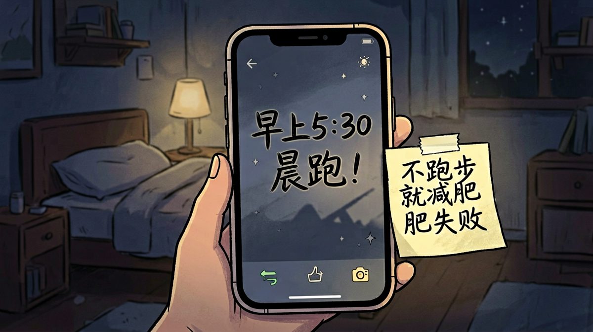 决心满满设定闹钟，准备开启自律人生