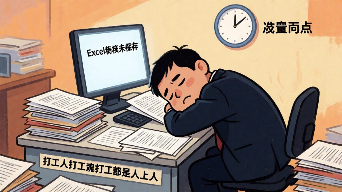 打工人深夜加班，灵魂已经下班身体还在硬撑