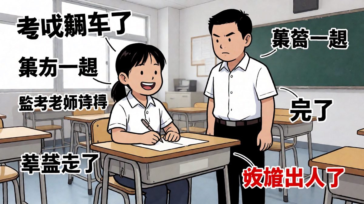 考试交卷才发现最后一题没写，监考老师盯着我