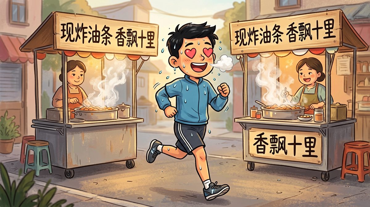 跑了不到五百米，被早餐香味彻底征服