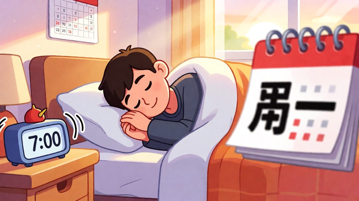 闹钟狂响，主人公还在梦乡中挣扎
