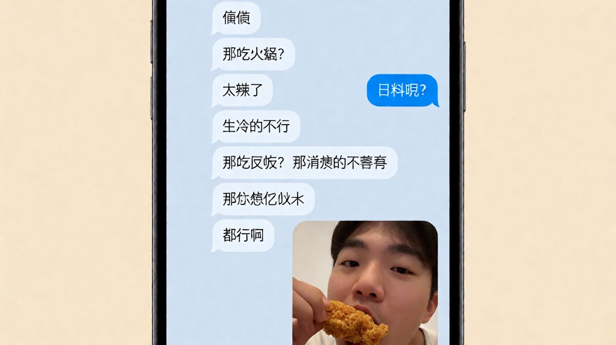 问女朋友吃什么，最后男生自己偷偷吃了炸鸡