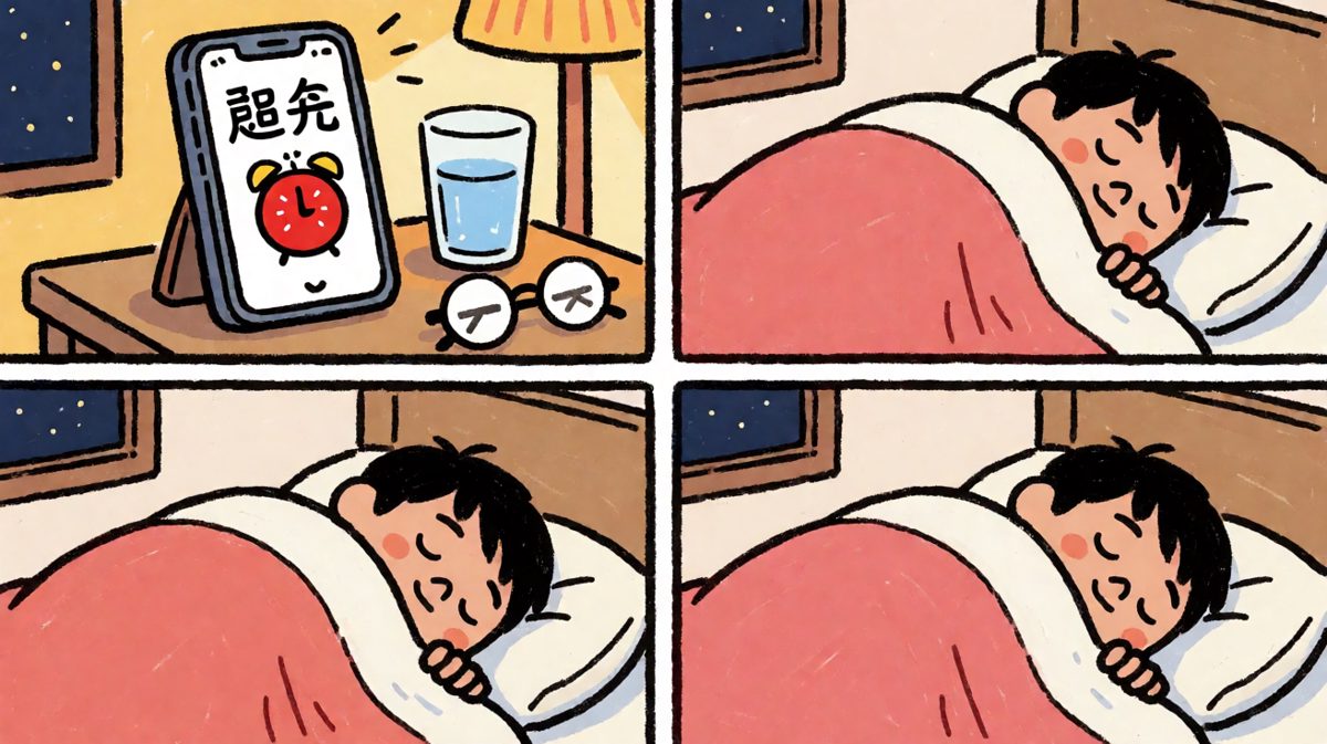 闹钟响起，主人公还在梦乡中不愿醒来