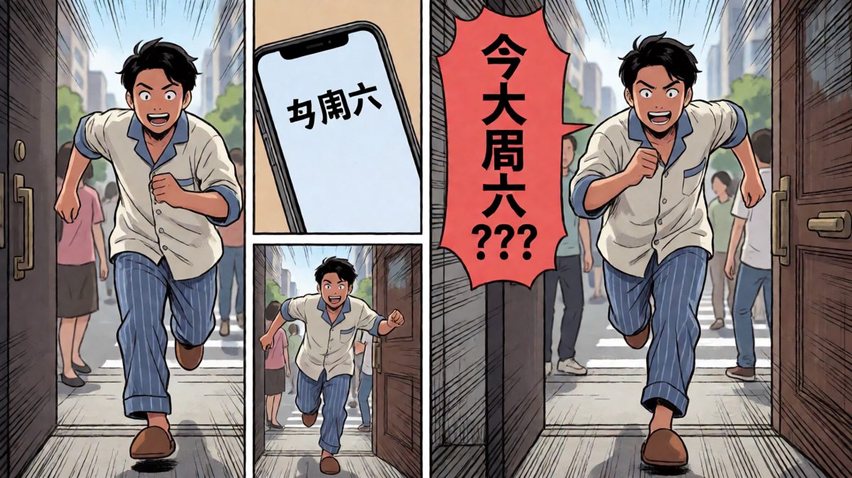 狂奔出门后发现——今天是周六！