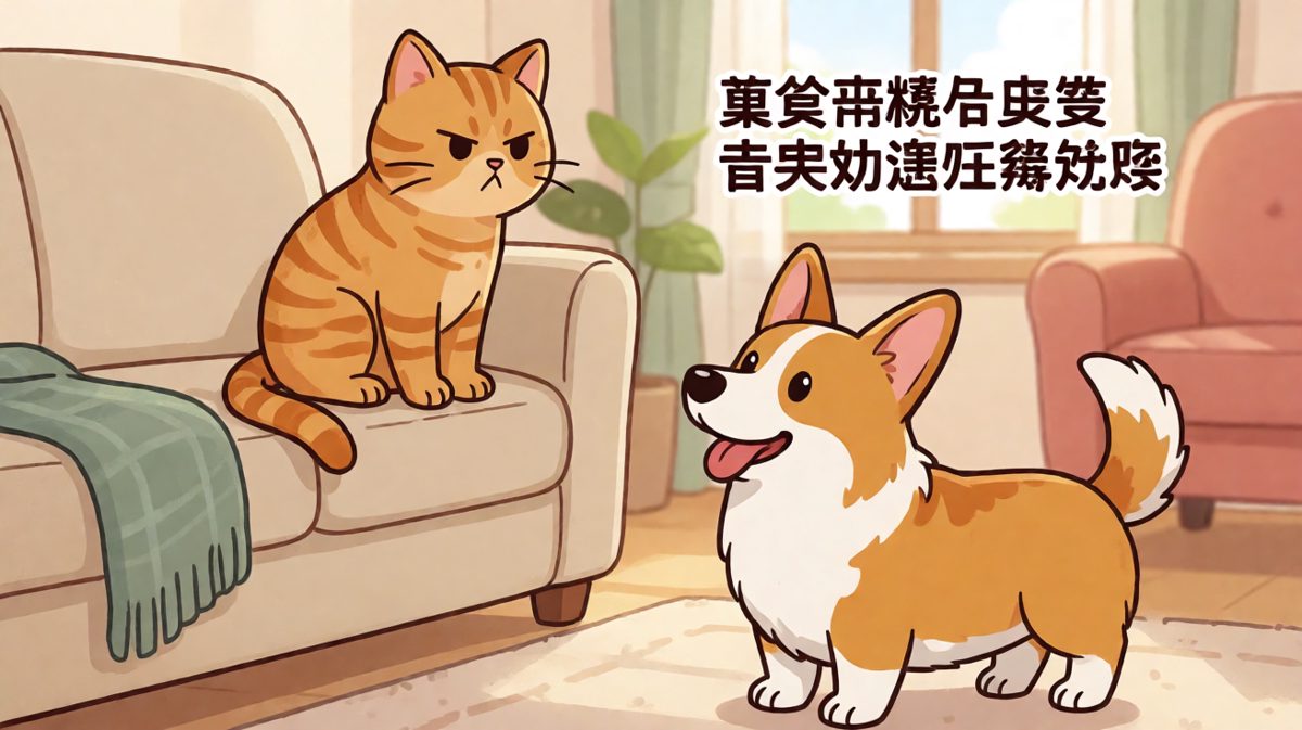 猫咪：你尾巴再摇我就让你知道谁才是这个家的老大。