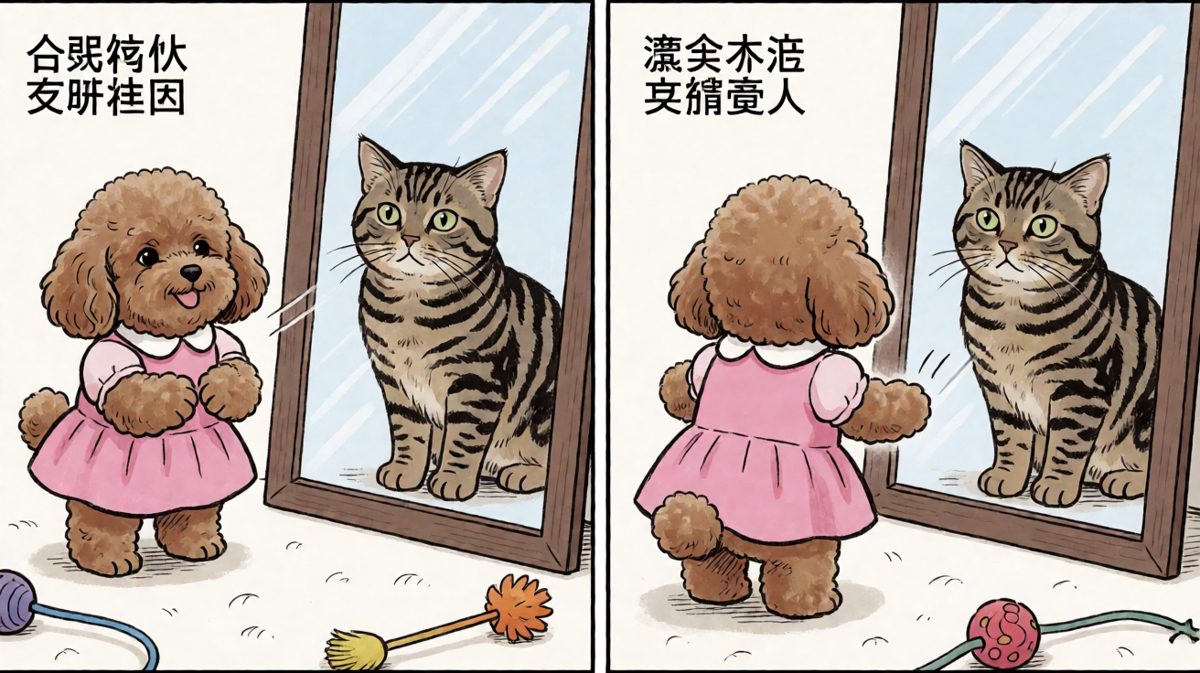 贵宾犬：本小姐今天也是时尚达人，喵星人你不懂。