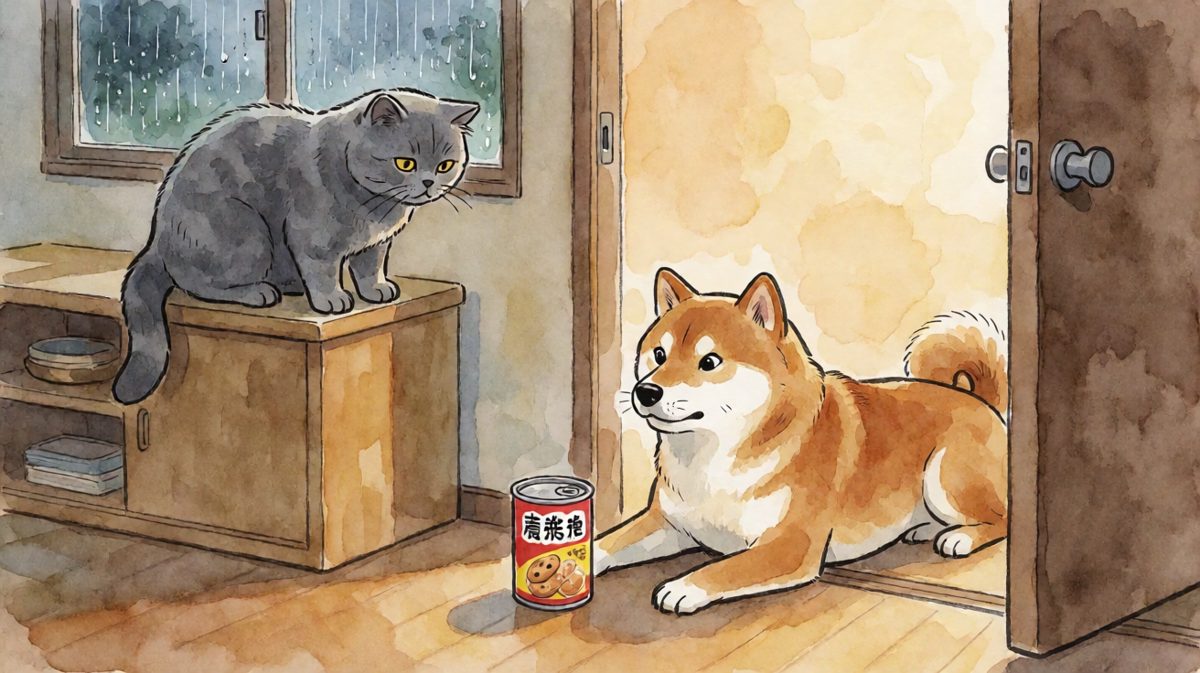 柴犬：我的小鱼干去哪了？猫哥你别跑！
