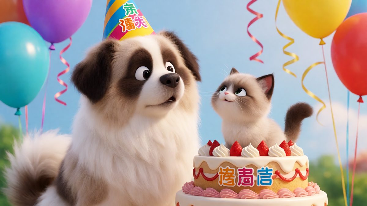 布偶狗：生日快乐！等等——谁偷吃我蛋糕了？！