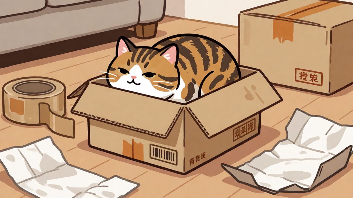 猫咪：这箱子是我的王座，任何人休想抢走