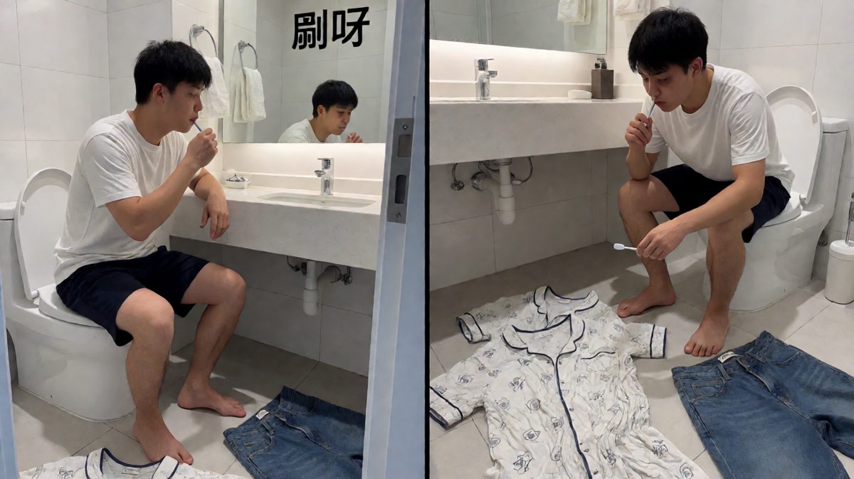 洗漱？不存在的，随便糊弄一下