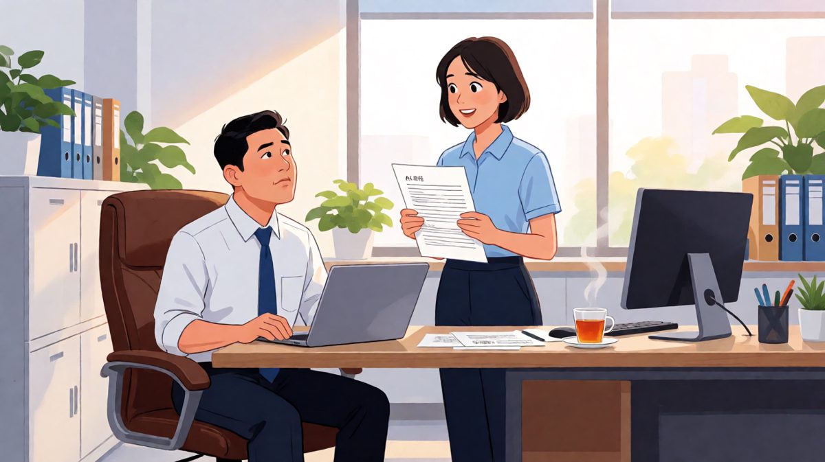 员工战战兢兢向老板汇报，以为要挨批了。