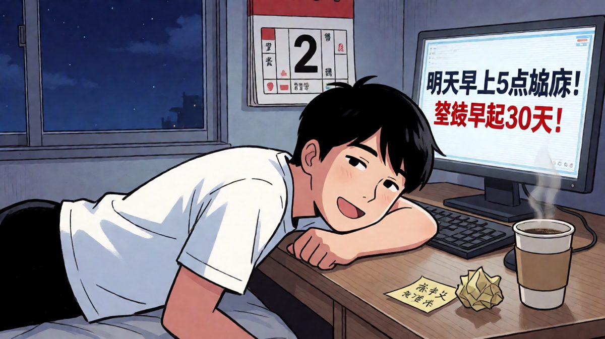 深夜立誓：明天一定早起！